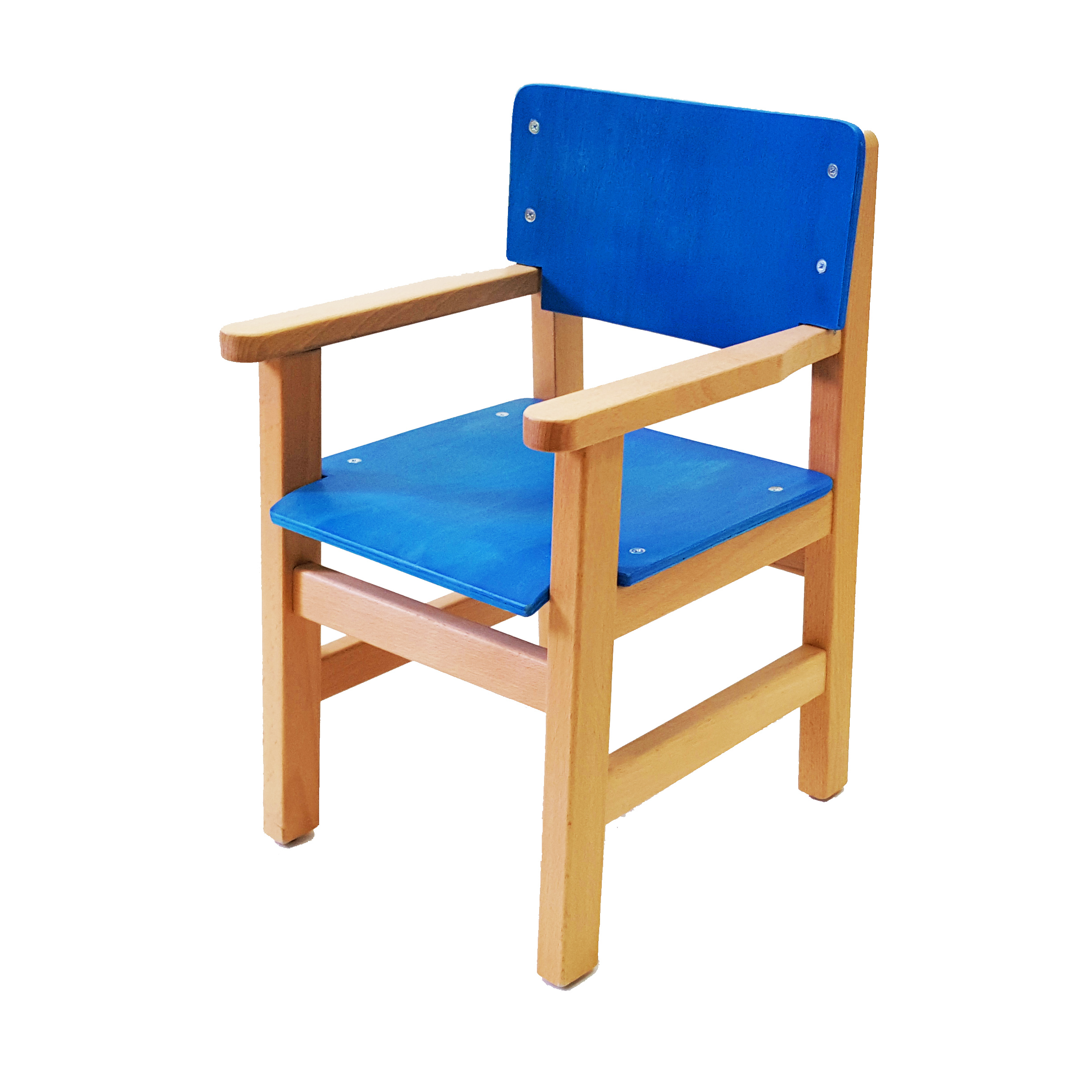 כיסא גן רגל עץ בוק צבעוני עם ידיות  - תמונה מספר 1