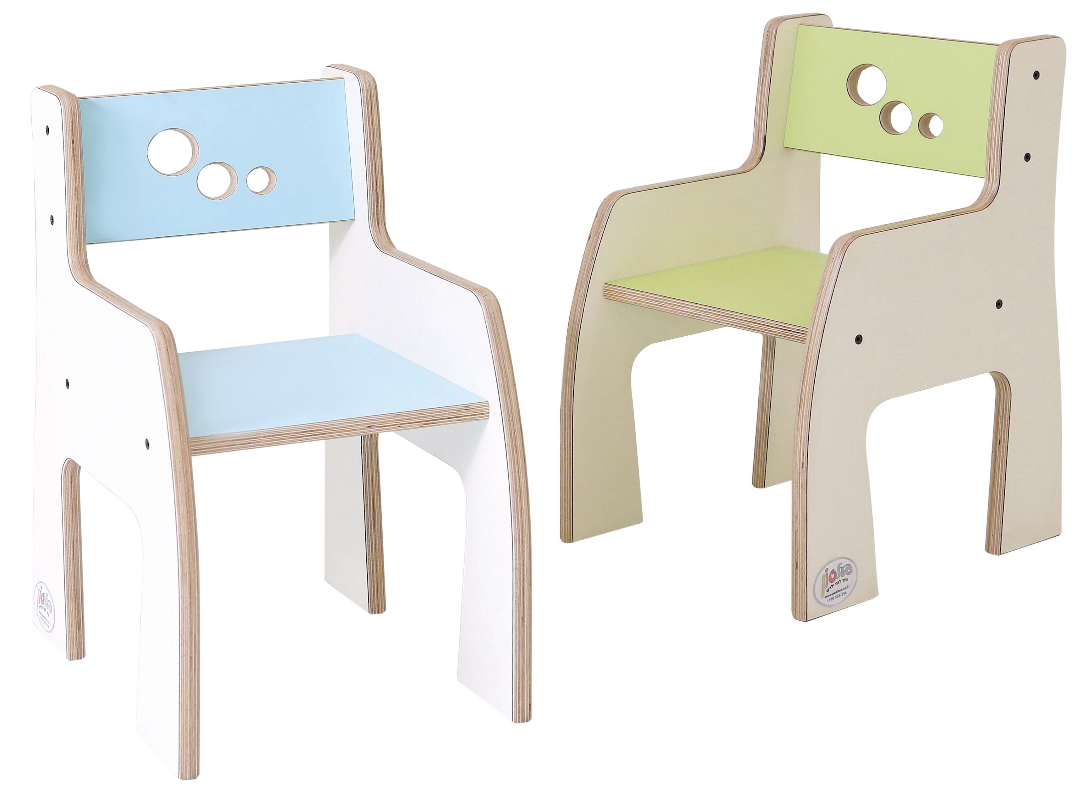 כיסא עץ + ידיות דגם בועות - תמונה מספר 1
