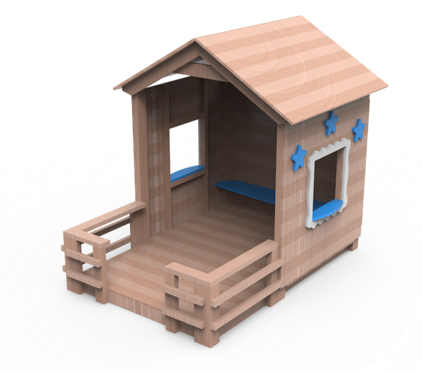 בית בובות מעץ עם מרפסת - תמונה מספר 1